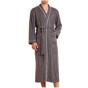 Dagugfen Robes for Men Pajamas Long Sleeve V Neck Loose Soft Casual Spa Bath Robes with Bandage