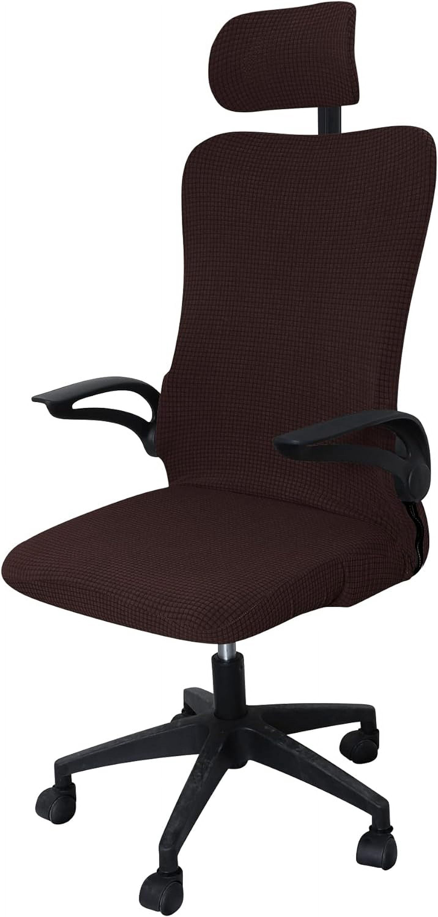 ORUYROP Housse de Chaise de Bureau Extensible Résistante à l'Eau Housse Extensible en Jacquard pour Chaise d'Ordinateur pour Chaises de Bureau TG Café