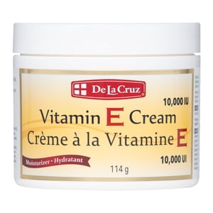 De La Cruz Vitamin E Cream 10,000 IUs, Face and Skin Moisturizer 4 oz Jar