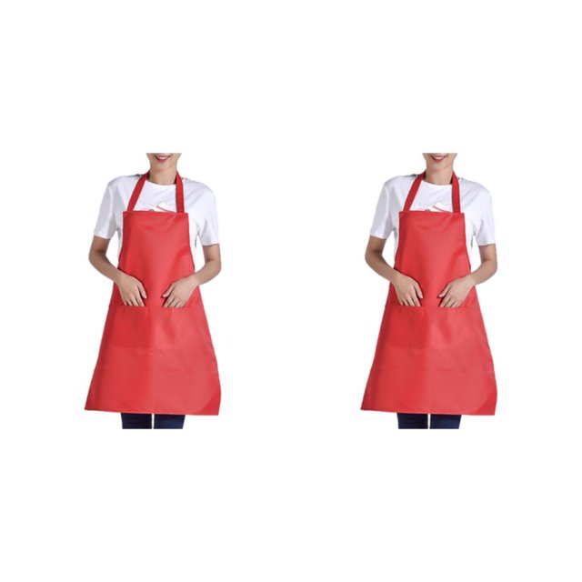 Decodeary 12 Pcs Tablier Femme avec Poches Compagnon de Cuisine Efficace et Élégant Polyester Ajustable Demi-Longueur Tablier Adulte Rouge 2ensemble