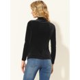 thumbnail image 4 of INSPIRE CHIC Chemise à Manches Longues pour Femme Col Montant en Velours Extensible Col Roulé Blouse Basique Hauts Noir P, 4 of 5