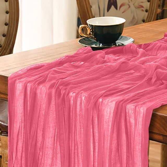Boho Table Runner 35 in x 70 in Green Gauze Fabric for Dining Table Decor Kitchen Holiday Party Home Indoor Use