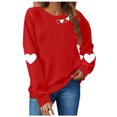 thumbnail image 1 of Automne TIMIFIS Chandails de la Saint-Valentin pour Femmes Chandail à Cœur Chemises Mode Manches Longues Col Rond Chandail à Enfiler Hauts - Printemps/été, 1 of 4