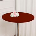 thumbnail image 1 of ORUYROP 2-Pack Cocktail Round Table Topper Cap Spandex Fitted Stretch Cocktail Tablecloth Tight Stretchable Elastic for Weddings Banquets Events Parties Restaurants(Size: 100cm,Color:Wine red), 1 of 7