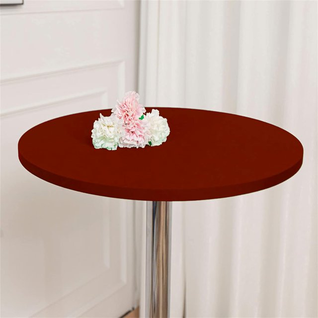 ORUYROP 2-Pack Cocktail Round Table Topper Cap Spandex Fitted Stretch Cocktail Tablecloth Tight Stretchable Elastic for Weddings Banquets Events Parties Restaurants(Size: 100cm,Color:Wine red)
