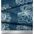 thumbnail image 3 of Soimoi Japan Crepe Satin Fabric Animal Skin,Shell & Octopus Ocean Print Fabric by Yard 42 Inch Wide, 3 of 3