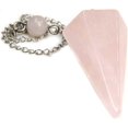 thumbnail image 1 of Angelstones Natural Gemstone Crystal Rose Crystal Hexagonal Pointed Reiki Chakra Pendant Pendulum, 1 of 2
