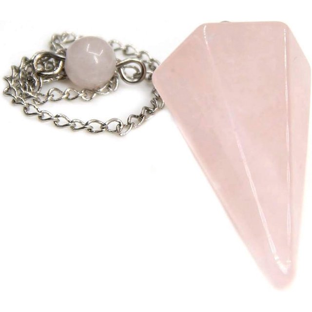 Angelstones Natural Gemstone Crystal Rose Crystal Hexagonal Pointed Reiki Chakra Pendant Pendulum