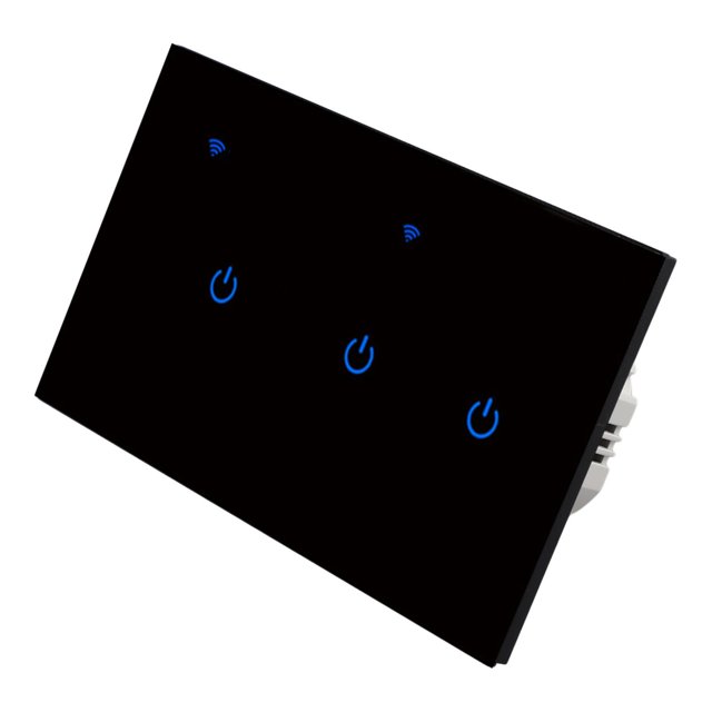 LEFU pour Commutateur Tactile WiFi Intelligent pour la Domotique, Compatible avec pour l'App Tuya, Commande Vocale Alexa, Télécommande, 3 Options de Gang, Panneau en Verre Trempé, 220V 10A