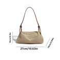 thumbnail image 3 of Leisure Woven Beach Handbag - PU Leather Straps, Zipper Closure, Inner Pockets, Crossbody/Shoulder Use, for Beach/Picnics/Vacations, Stylish & Compact, 3 of 3