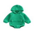 thumbnail image 1 of Baby Fall Winter Hooded Romper  Casual Long Sleeve Solid Color Front Pocket Bodysuit, 1 of 8