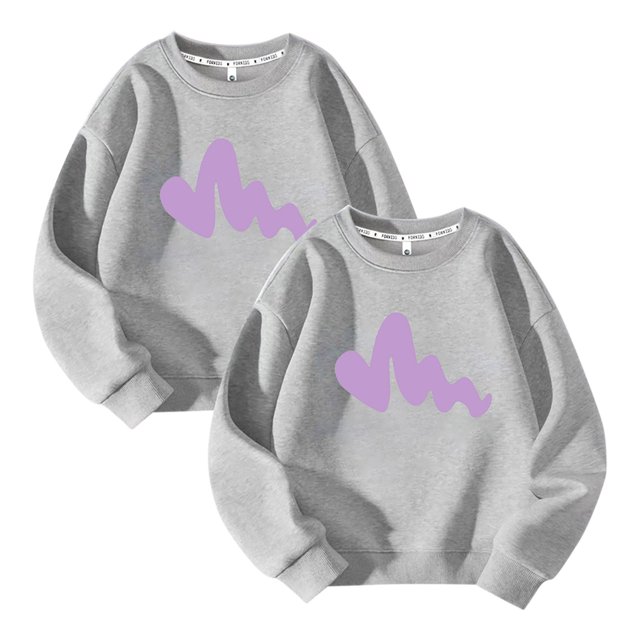 Posijego Lot de 2 Chandails Molletonnés Filles Garçons Col Rond Manches Longues Chandail Enfants Décontracté Athlétique Coton Chandails Molletonnés