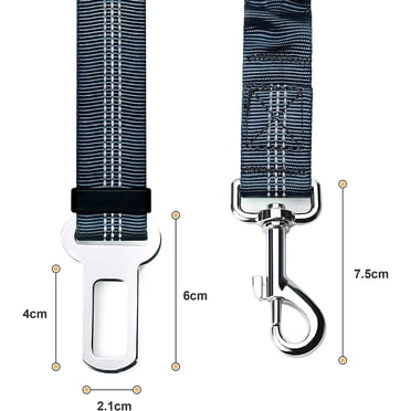 Lot de 2 Voiture Ceinture de Securite pour Chien, avec Absorption des Chocs et Mousqueton Elastique Reglable pour Chien Harnais de Securite Superieure pour Tous Les Chiens et Chats, Gris