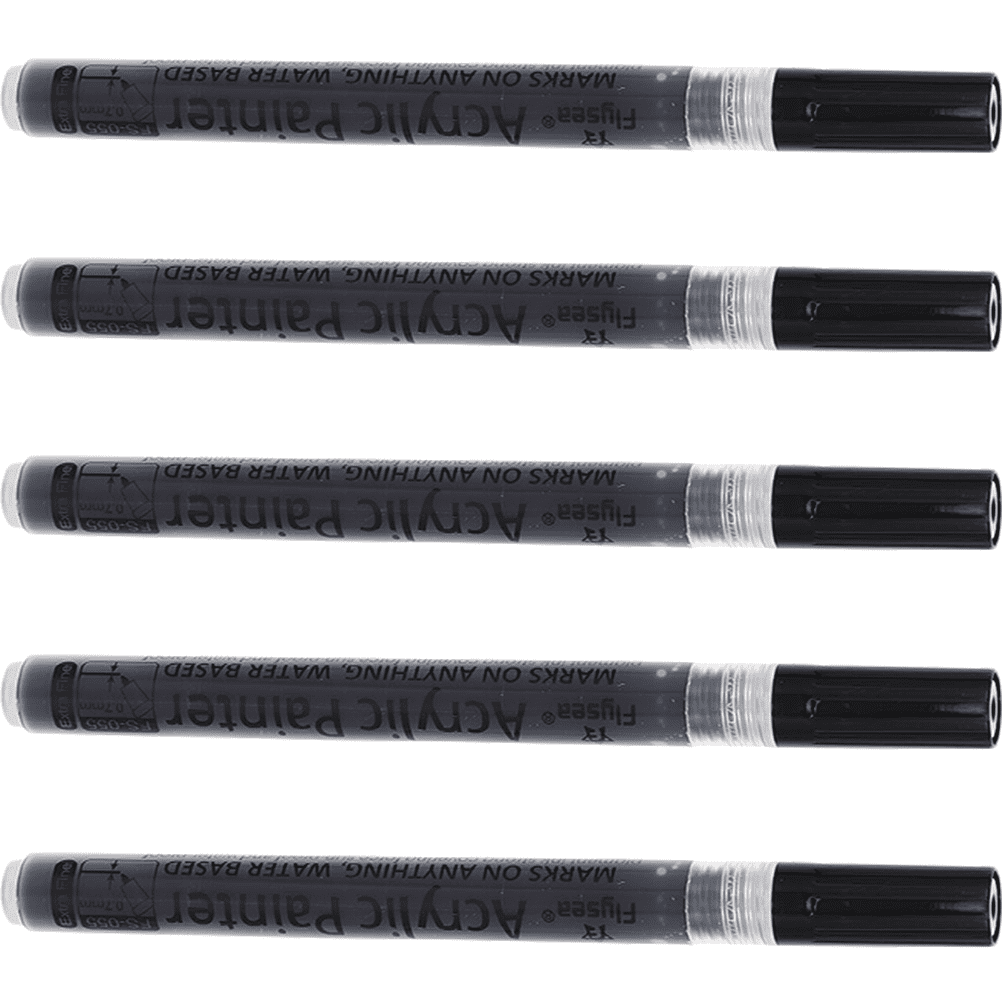 5 Pcs Acrylic Markers Black Sharpies Mark Pen Water Based Markers Glass Black Markers Marker Pen Black Marker