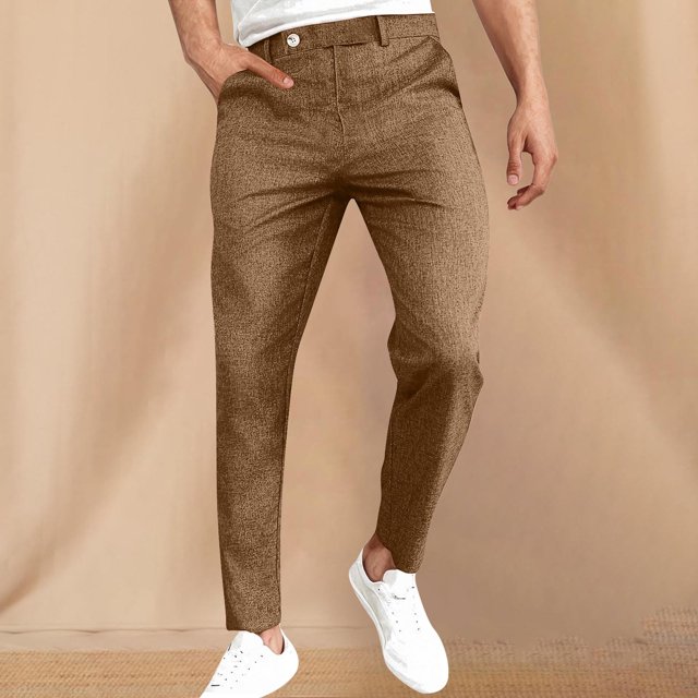 EOYWHK Mens Swim Trunks Linen Pants Straight Leg Trouser Compression Fit Dress Pants Solid Color Running Hiking Pants