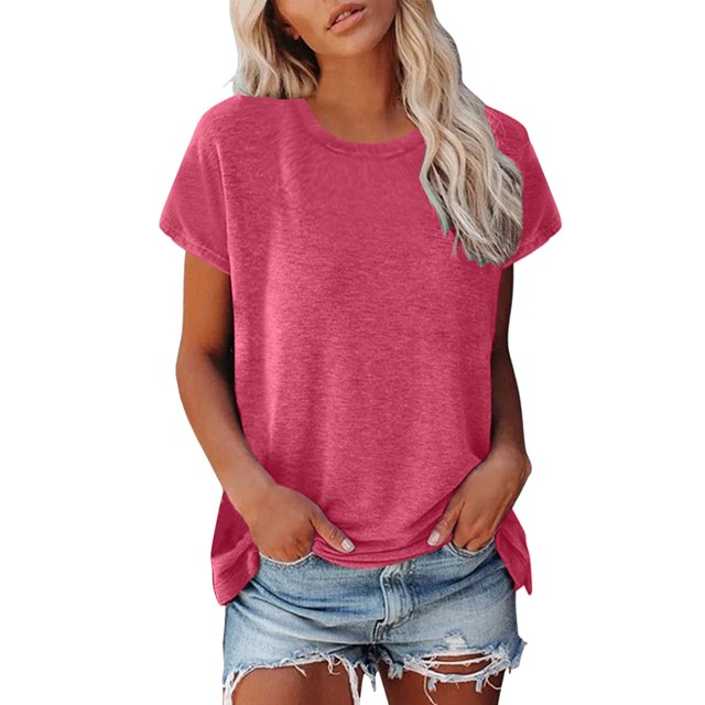 Hiiyo T-Shirt Femme Manches Courtes Col Rond T-Shirt Été Décontracté, Tailles P-5TG