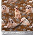 thumbnail image 1 of Soimoi Modal Satin Fabric Floral,Book & Golden Retriever Dog Printed Fabric 1 Yard 42 Inch Wide, 1 of 3