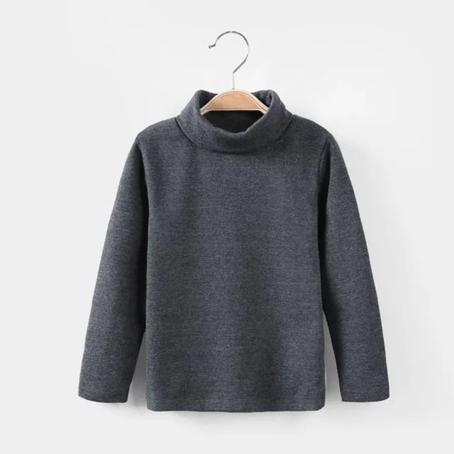 LNGOOR Nouveau 2021 Automne Hiver Garçons Filles Enfants Mode T-Shirt Uni Hauts Enfants Col Rond Manches Longues Chaud Décontracté T-shirts Chandail