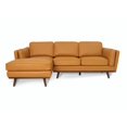 thumbnail image 1 of Selina Leather Cognac 3-Seater Left Chase Lounge Sofa, 1 of 4