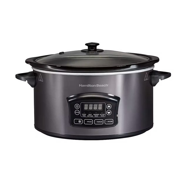 Hamilton Beach Mijoteuse Professionnelle 6-Qt Décongélation - Noir et Acier Inoxydable