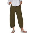 thumbnail image 1 of Fall Savings! SROBPTY Womens Capris Pants, Women's Summer Comfortable Loose Wide Leg Fashion Solid Color Capris Army Green, XL, 1 of 5