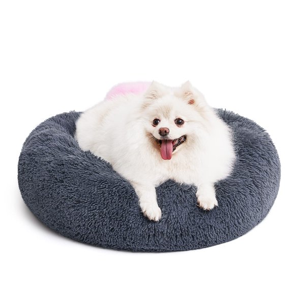 MIXJOY Orthopedic Dog Bed Comfortable Donut Cuddler Round Pet Beds Ultra Soft Washable Dog and Cat Cushion Bed (20''/23''/30'') (23'' Grey-Blue)