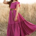 thumbnail image 4 of Kids Toddler Girls Spring/Summer Solid Ruffle Sleeveless Bohemian Princess Dress - Fashionable & Lightweight, 4 of 4