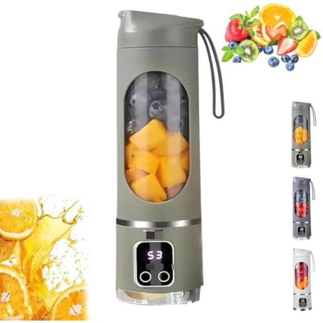 Extracteur de Jus à Affichage Numérique, Mélangeur Extracteur de Jus Numérique Multimode - Écran DEL Intelligent, Compatible avec les Régimes, Conception Étanche pour Smoothies Liquides, Shakes Mélangeur Compact pour la Maison et les Voyages (Vert)