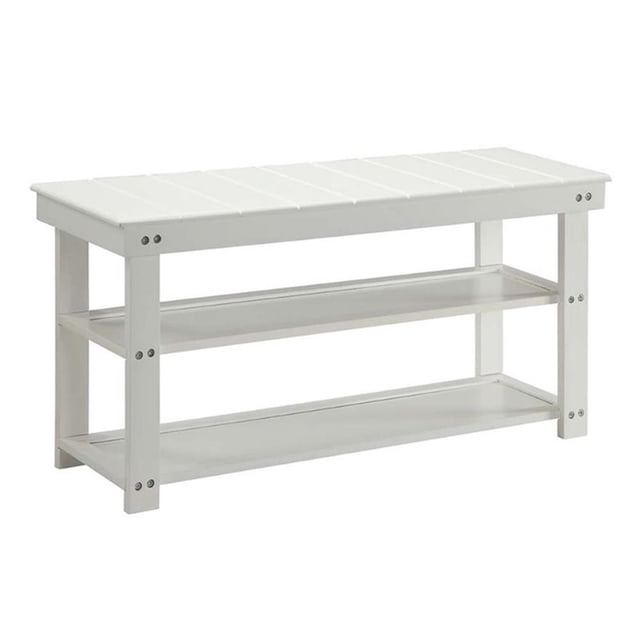 Convenience Concepts Oxford Utility Mudroom Entryway Bench in White Wood Finish