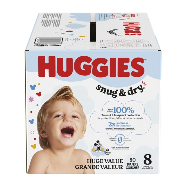 Huggies Snug & Dry Baby Diapers, Size 3 (16-26 lbs), 168 Count