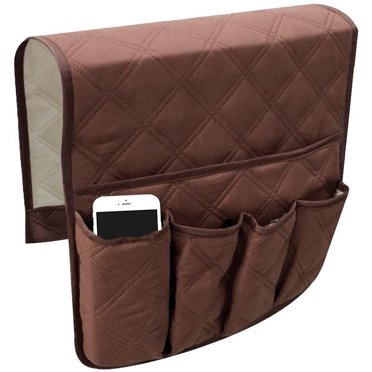 Waterproof Couch Chair Armrest Organizer Sofa Arm Caddy Tray Tidy Hanging Storage Bag, Brown