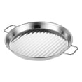 thumbnail image 2 of Hbdhejl Plat de Gril Rond en Acier Inoxydable avec Poignée Assiette de Déjeuner Polyvalente Bord Roulé Plaque de Cuisson pour Dessert Cuit Croustilles Poêles, 2 of 8