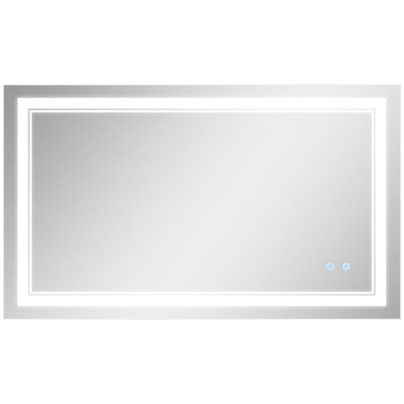 kleankin Miroir de Salle de Bain Moderne à DEL, Miroir de Meuble-Lavabo avec Fonction Mémoire