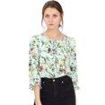 thumbnail image 2 of INSPIRE CHIC Women's Tie V Neck Boho Ruffled 3/4 Sleeve Floral Blouse, 2 of 5