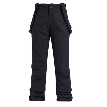 Xfvqtps Men and Women Snow Pants Ski Bibs Snowboarding Adjustable Straps Solid Color Warm Waterproof Insulated Winter Cotton Overalls Black