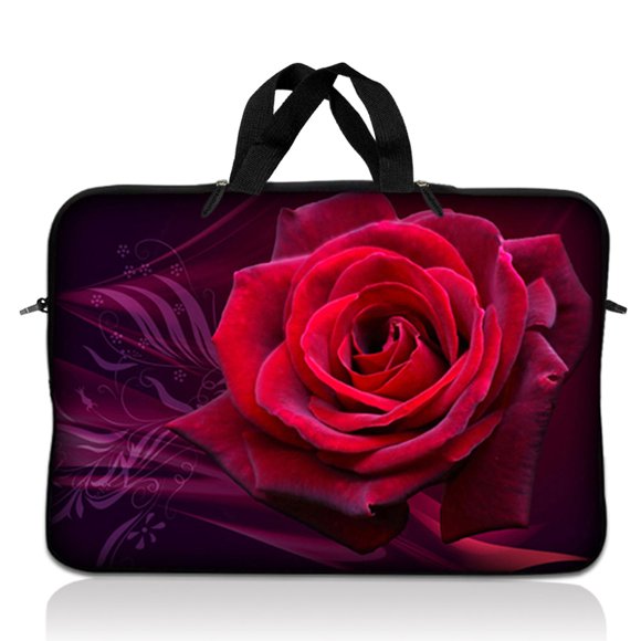 LSS Laptop Sleeve Bag 15.6 Inch Pink Rose Floral Neoprene Carrying Case