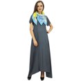 thumbnail image 2 of Bimba Robe Maxi Brune pour Femme à Ourlet Asymétrique avec Poches Grises et Foulard-14, 2 of 5