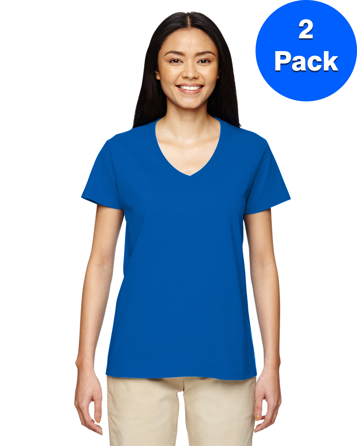 Gildan T-Shirt Col en V en Coton Épais pour Femmes - G500VL (Lot de 2)
