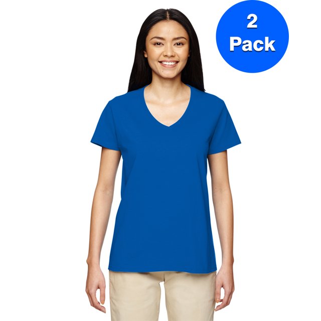 Gildan T-Shirt Col en V en Coton Épais pour Femmes - G500VL (Lot de 2)