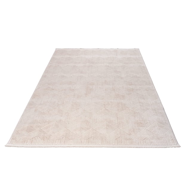 Ladole Rugs Geometric Room Decor Indoor Area Rug in beige cream, crafted from premium polypropylene with medium construction and a geometric pattern. Ideal for high traffic areas such as living rooms, bedrooms, dining rooms, kitchens, and offices. Durable, stylish, and easy to maintain.
