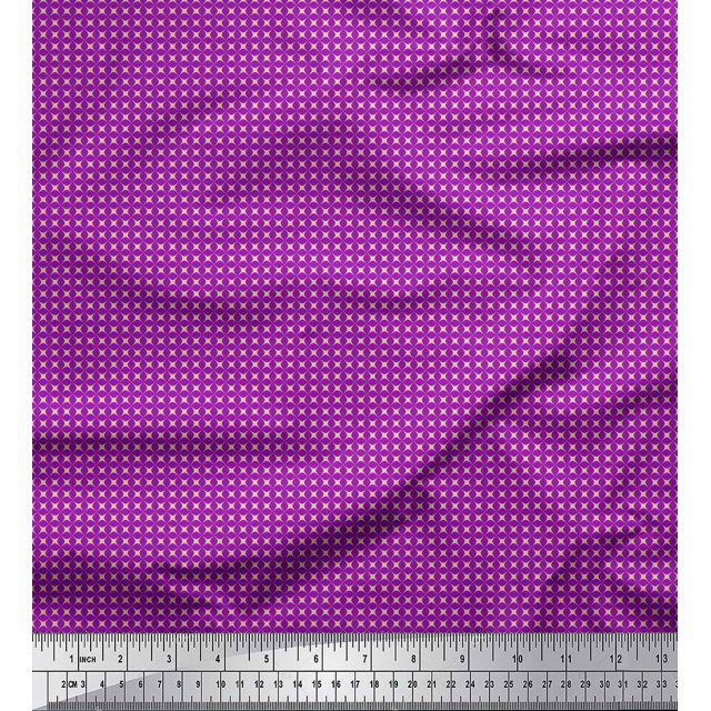 Soimoi Purple Poly Georgette Fabric Artistic Geometric Print Fabric by Yard 42 Inch Wide