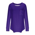 thumbnail image 4 of Yuyuzo T-Shirts à Manches Longues pour Femmes Col Ras du Cou Décontractés Basiques Doux Amples Couleur Unie Hauts d'Automne, 4 of 5