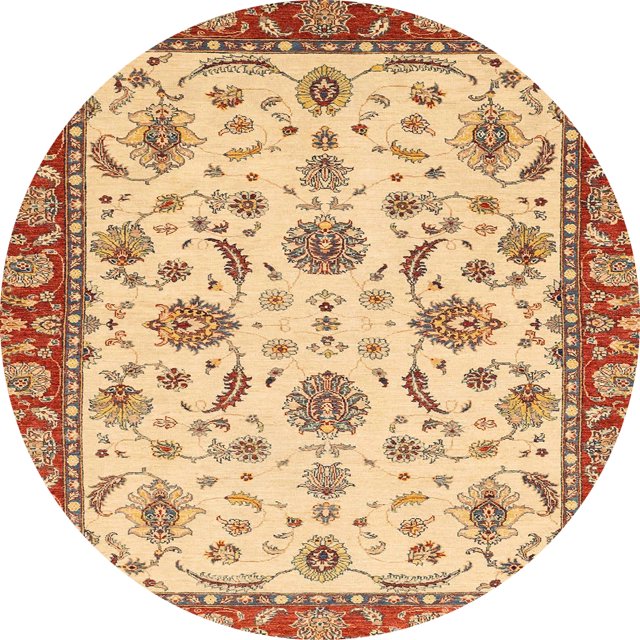Ahgly Company Tapis d'Intérieur Ronds Abstraits Orientaux Rouges, 4 Pieds Rond