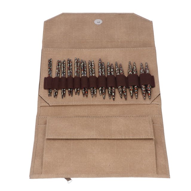 Knitting Set, Oxidation Treatment Crochet Hooks Complete Tools Easy Installation Smoothing Durable For Weaving For Home Khaki PU Bag