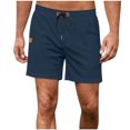 thumbnail image 2 of EOYWHK Mens Workout Shorts Cotton Linen Athletic Gym Shorts Elastic Waist Drawstring with Pockets, 2 of 8