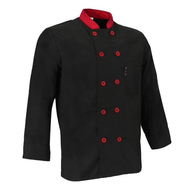 Tachiuwa Manteau de Chef à Manches Longues Veste Uniforme Unisexe Cuisine Cuisine Design Classique Noir G