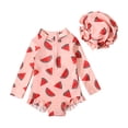 thumbnail image 1 of DecSea Baby Girls Cute One Piece Swimsuit UPF 50+ Floral Print Zipper Long Sleeve Ruffled Swimwear Bathing Suit, 1 of 9