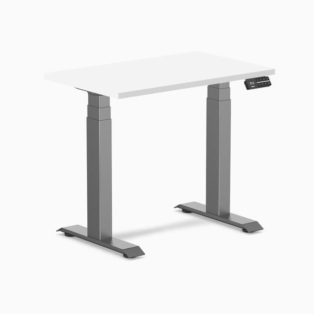 Desky Bureau Assis-Debout Mini Double - Blanc / 32 x 20 Pouces / Gris Espace