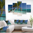 thumbnail image 1 of Palm Bent to Picturesque Seashore - Modern Seascape Canvas Artwork, 1 of 3