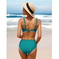 thumbnail image 4 of Charmo Women Twist High Waisted Bikini Swimwear Two Piece Ruched Tummy Control Swimsuit, 4 of 6
